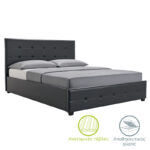 Κρεβάτι Roi pakoworld 160x200 PU μαύρο ματ + αποθηκευτικό χώρο