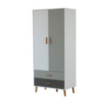 Ντουλάπα Timmy 2D2S Λευκό-Γραφίτη-Γκρι 90x50x199cm