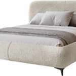 Επενδυμένο κρεβάτι Moe-Beige-140 x 200