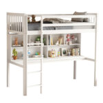 ΠΑΙΔΙΚH KOYKETA τ.MONTESSORI ΜΕ ΓΡΑΦΕΙΟ & ΒΙΒΛΙΟΘΗΚΗ FB9708.03 ΞΥΛΟ ΠΕΥΚΟΥ ΛΕΥΚΟ- 90x190εκ