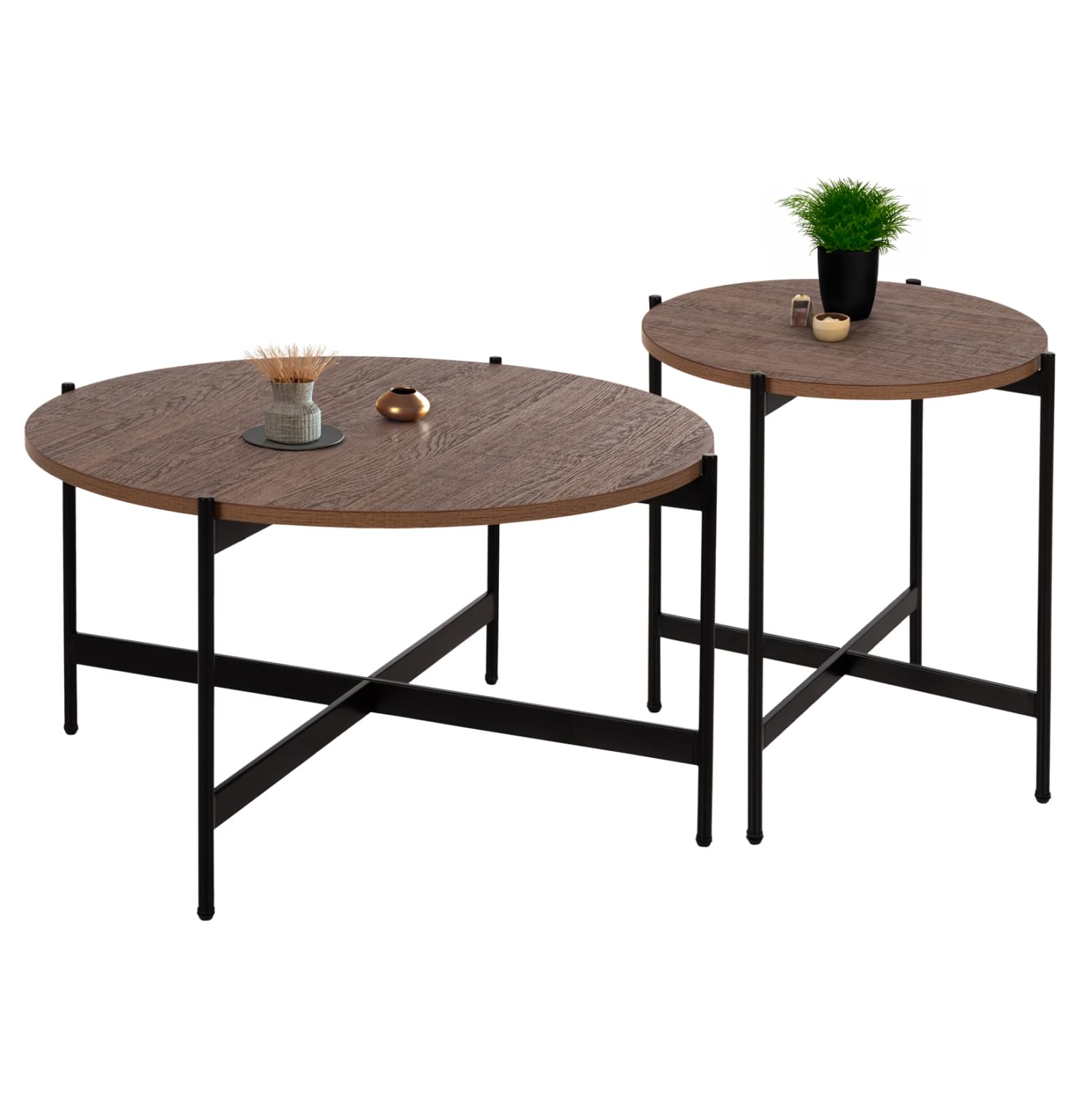 ΣΕΤ 2ΤΜΧ ΤΡΑΠΕΖΙΑ ΣΑΛΟΝΙΟΥ FB921089.03 MDF ΣΕ ΚΑΡΥΔΙ ΧΡΩΜΑ Φ80εκ & Φ50εκ