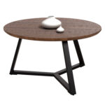 FreeBox ΤΡΑΠΕΖΙ ΣΑΛΟΝΙΟΥ ΣΤΡΟΓΓΥΛΟ FB99586.04 MDF WALNUT-ΜΑΥΡΗ ΣΑΓΡΕ ΒΑΣΗ Φ80x42Υεκ.