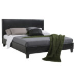 Κρεβάτι Nevil pakoworld 150x200 PU χρώμα μαύρο ματ