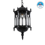 GLOBOSTAR® DARCY 00672 Vintage Κρεμαστό Φωτιστικό Οροφής με Ντουί 1 x E27 AC 220-240V IP20 - Μαύρο & Διάφανο - Μ35 x Π35 x Υ61cm