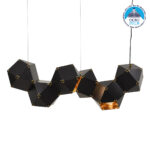 GLOBOSTAR® WELLES REPLICA 00797 Μοντέρνο Κρεμαστό Φωτιστικό Οροφής με Ντουί 6 x E14 AC 220-240V IP20 - Μαύρο & Χρυσό - Μ98 x Π32 x Υ30cm