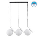 GLOBOSTAR® MONROE 00954 Μοντέρνο Κρεμαστό Φωτιστικό Οροφής με Ντουί 3 x E27 AC 220-240V IP20 - Μαύρο & Λευκό - Μ74 x Π25 x Υ50cm