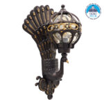 GLOBOSTAR® CORNELIA 01250 Vintage Φωτιστικό Τοίχου - Απλίκα με Ντουί 1 x E27 AC 220-240V IP20 - Καφέ & Χρυσό - Μ20 x Π32 x Υ55cm