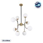 GLOBOSTAR® STARDUST 01649 Vintage Φωτιστικό Οροφής με Ντουί 8 x E27 AC 220-240V IP20 - Μαύρο & Χρυσό - Μ75 x Π75 x Υ100cm