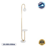 GloboStar® CORDELIA 02025 Μοντέρνο Επιδαπέδιο Φωτιστικό Μονόφωτο 1 x E27 IP20 Χρυσό Μέταλλο, Λευκό Γυαλί με Λευκό Μάρμαρο - Μ30 x Π38 x Υ180cm