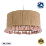 GLOBOSTAR® PUERTORICO 02096 Boho Κρεμαστό Φωτιστικό Οροφής με Ντουί 1 x E27 AC 220-240V IP20 - Μπεζ & Ροζ - Μ50 x Π50 x Υ27cm