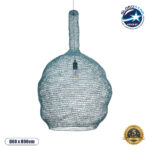 GloboStar® KENTUCKY 02355 Vintage Κρεμαστό Φωτιστικό Πλέγμα Μονόφωτο 1 x E27 IP20 Πράσινο Μέταλλο - Μ60 x Π60 x Υ90cm
