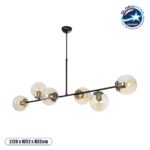 GLOBOSTAR® LATTICE 203-0017 Μοντέρνο Φωτιστικό Οροφής με Ντουί 6 x E27 AC 220-240V IP20 - Μαύρο & Μπρούτζινο - Μ120 x Π32 x Υ32cm