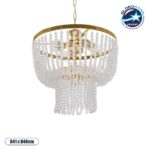 GLOBOSTAR® CRYSTAL 203-0028 Κλασικό Κρεμαστό Φωτιστικό Οροφής με Ντουί 3 x E27 AC 220-240V IP20 - Χρυσό & Διάφανο - Μ41 x Π41 x Υ40cm