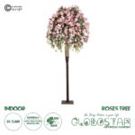 GloboStar® Artificial Garden ROSES TREE 21068 Τεχνητό Διακοσμητικό Δέντρο Τριανταφυλλιά Μ110 x Π110 x Υ240cm