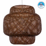 GLOBOSTAR® MALDIVES 01658 Boho Κρεμαστό Φωτιστικό Οροφής με Ντουί 1 x E27 AC 220-240V IP20 - Καφέ - Μ56 x Π56 x Υ54cm