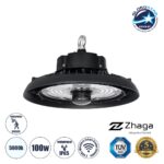 GLOBOSTAR® INDUSTRY 61704 Βιομηχανικό Φωτιστικό Καμπάνα High Bay UFO Τεχνολογίας Smart Group Linkable Control System 2.4Ghz με Αισθητήρα Κίνησης Microwave LED 100W 15000lm SDCM<5 90° AC 85-265V Αδιάβροχο IP65 IK08 Φυσικό Λευκό 5000K - 175 x Sanan Opto SMD Chip & TÜV SÜD Driver - Μαύρο Χυτό Αλουμίνιο - Μ26.5 x Π26.5 x Υ15cm - 5 Χρόνια Εγγύηση