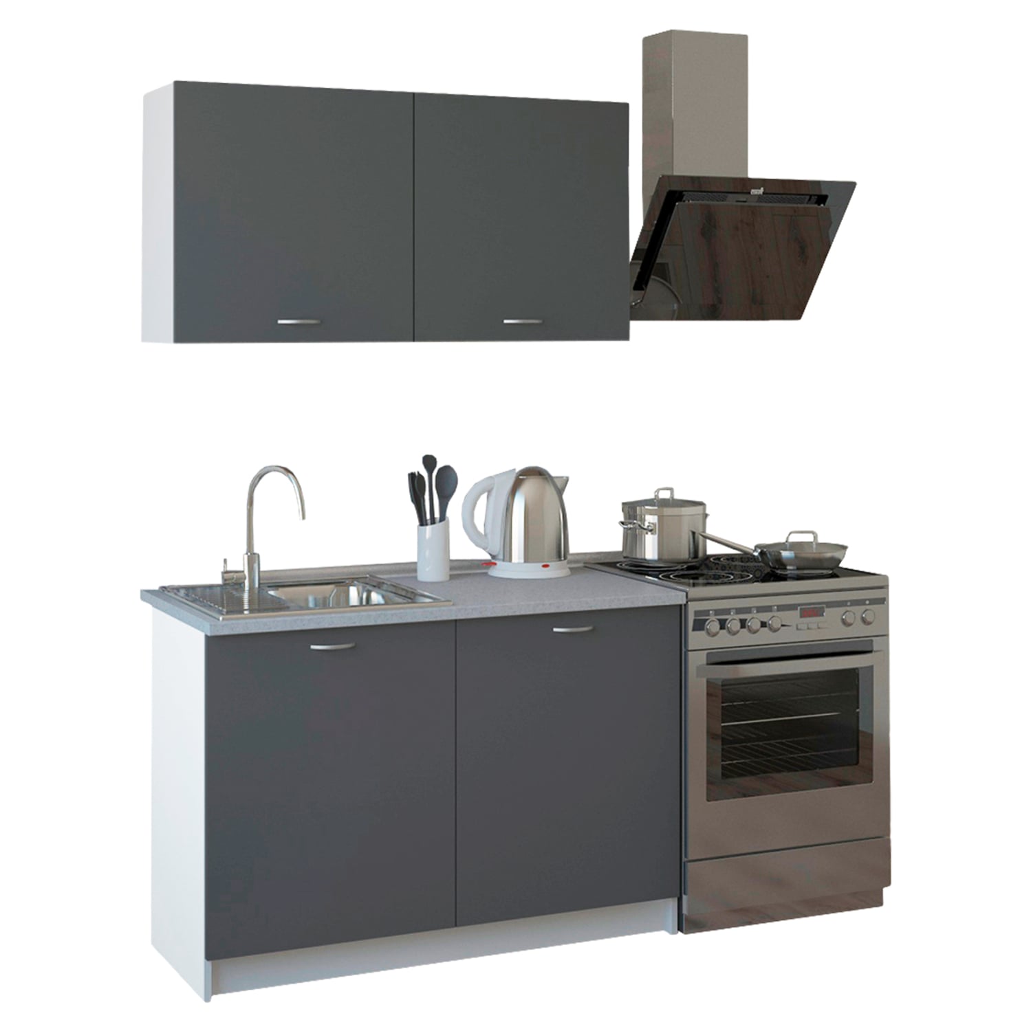 ΣΥΝΘΕΣΗ ΚΟΥΖΙΝΑΣ ΜΕΛΑΜΙΝΗ ΓΚΡΙ FB92439.10 120x46-29,2εκ.