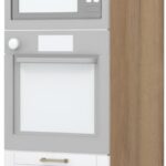 Επιδαπέδιο ντουλάπι φούρνου ψηλό Tahoma K23-60-2MB-Καρυδί - Λευκό ματ