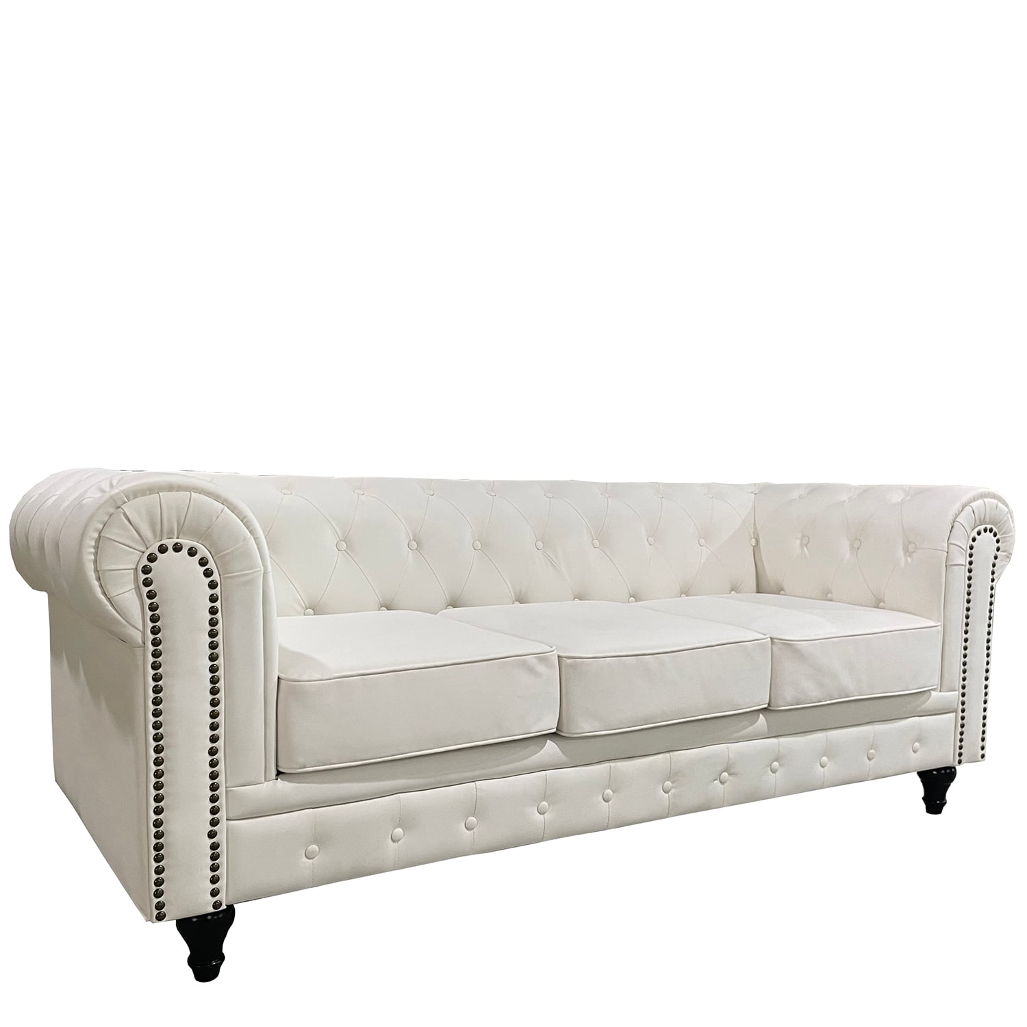 Καναπές Τριθέσιος ArteLibre AVERY Λευκό PU 208x90x73cm