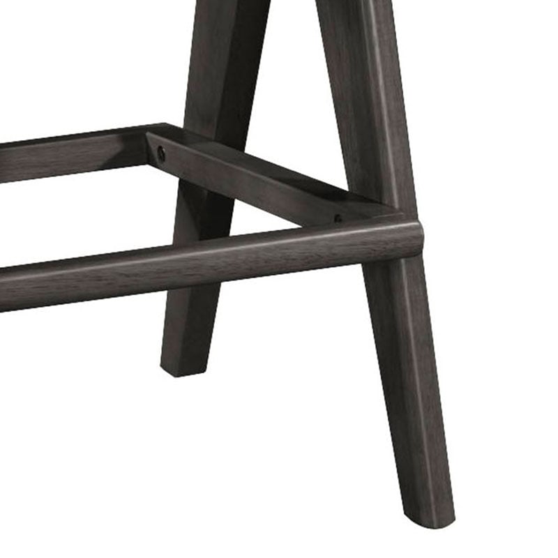 Σκαμπό bar Winslow pakoworld ξύλο rubberwood μαύρο-pvc rattan φυσικό-ύφασμα γκρι 44.5x46x98εκ - Image 3