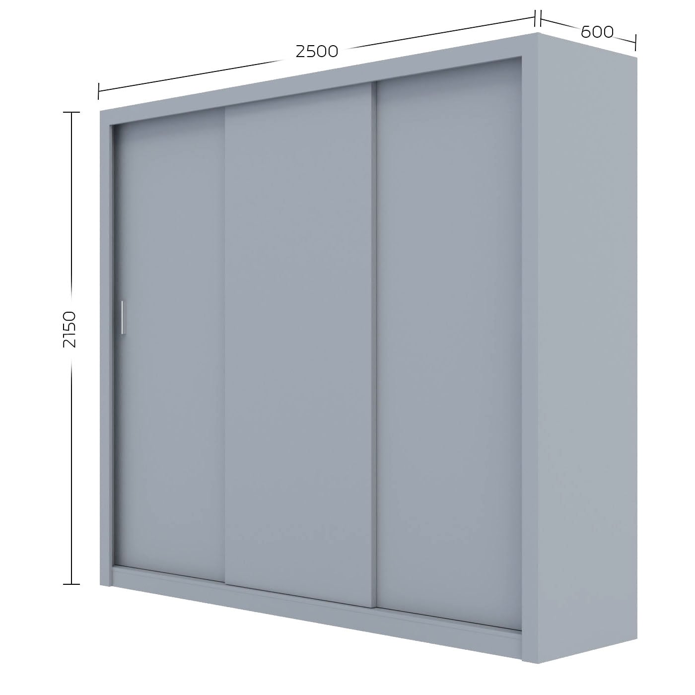 Ντουλάπα Grandio Γκρι 250x60x215cm - Image 3