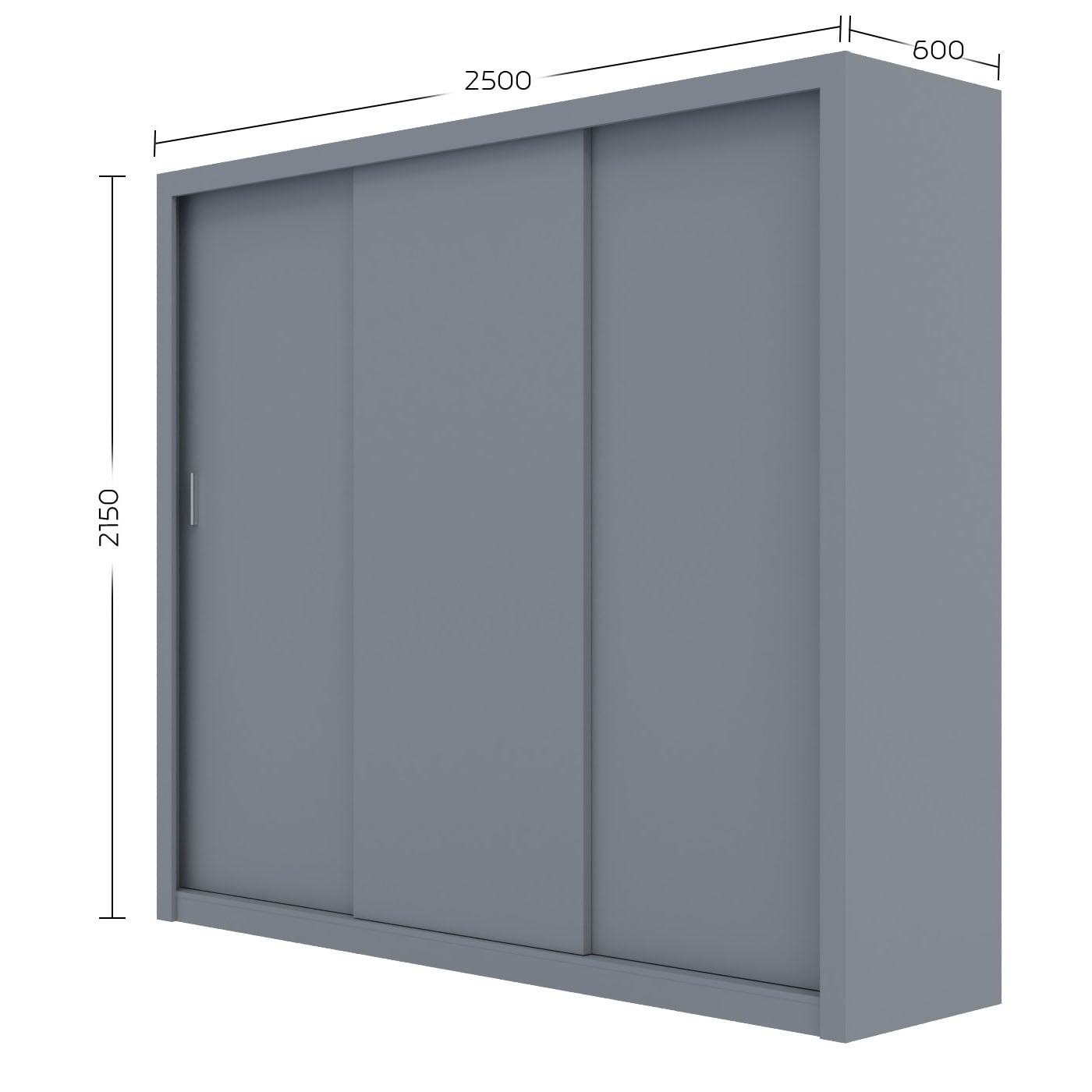 Ντουλάπα Grandio Γκρι 250x60x215cm - Image 2