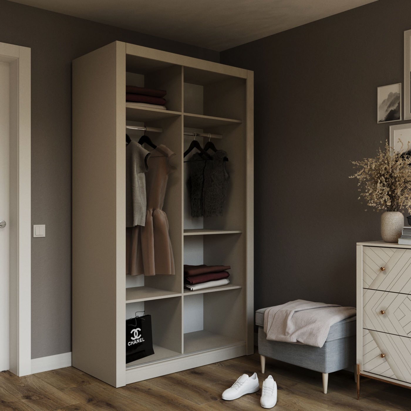 Ντουλάπα Linea Cashmere 120x60x215cm - Image 2