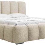 Επενδυμένο κρεβάτι Wizko-Beige-140 x 200
