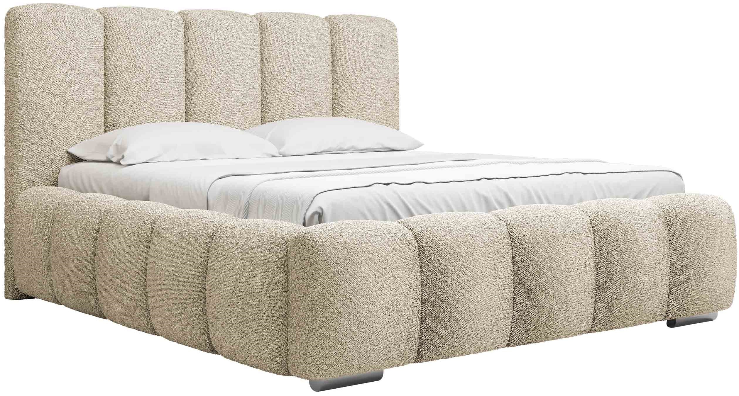 Επενδυμένο κρεβάτι Wizko-Beige-160 x 200