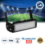 GLOBOSTAR® GOLIATH 90100-1 Προβολέας για Γήπεδα Tennis & Ποδοσφαίρου 5x5 LED 50W 7500lm 75°x135° SDCM<5 Fish Eye Lens AC 220-240V Αδιάβροχο IP65 IK08 Φυσικό Λευκό 5000K - Lumileds SMD Chip & Mean Well Driver - Μαύρο Ματ - Μ32 x Π12 x Υ9cm - 5 Χρόνια Εγγύηση