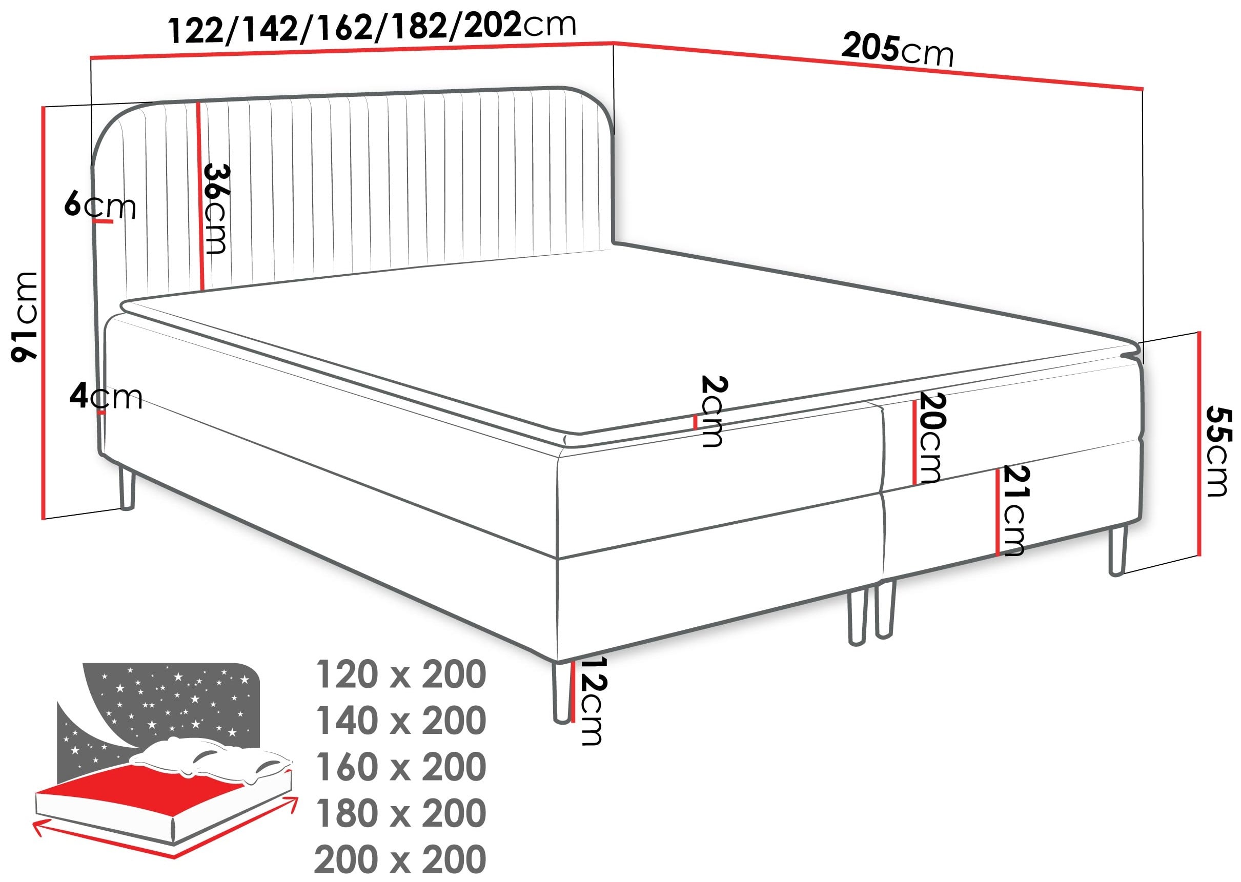 Επενδυμένο κρεβάτι Box Best I-Galazio-140 x 200 - Image 3