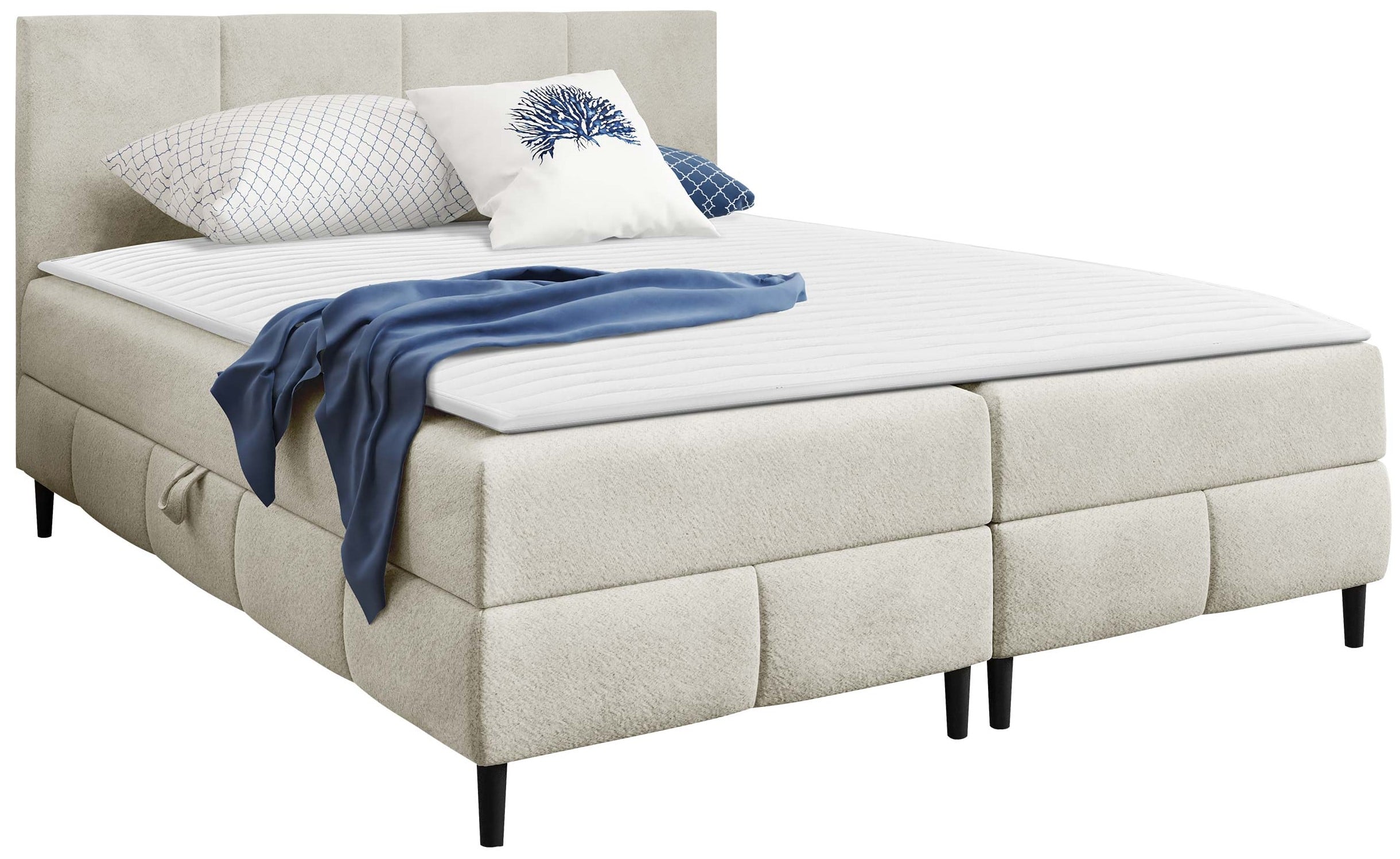 Επενδυμένο κρεβάτι Box Best II-Krem-140 x 200