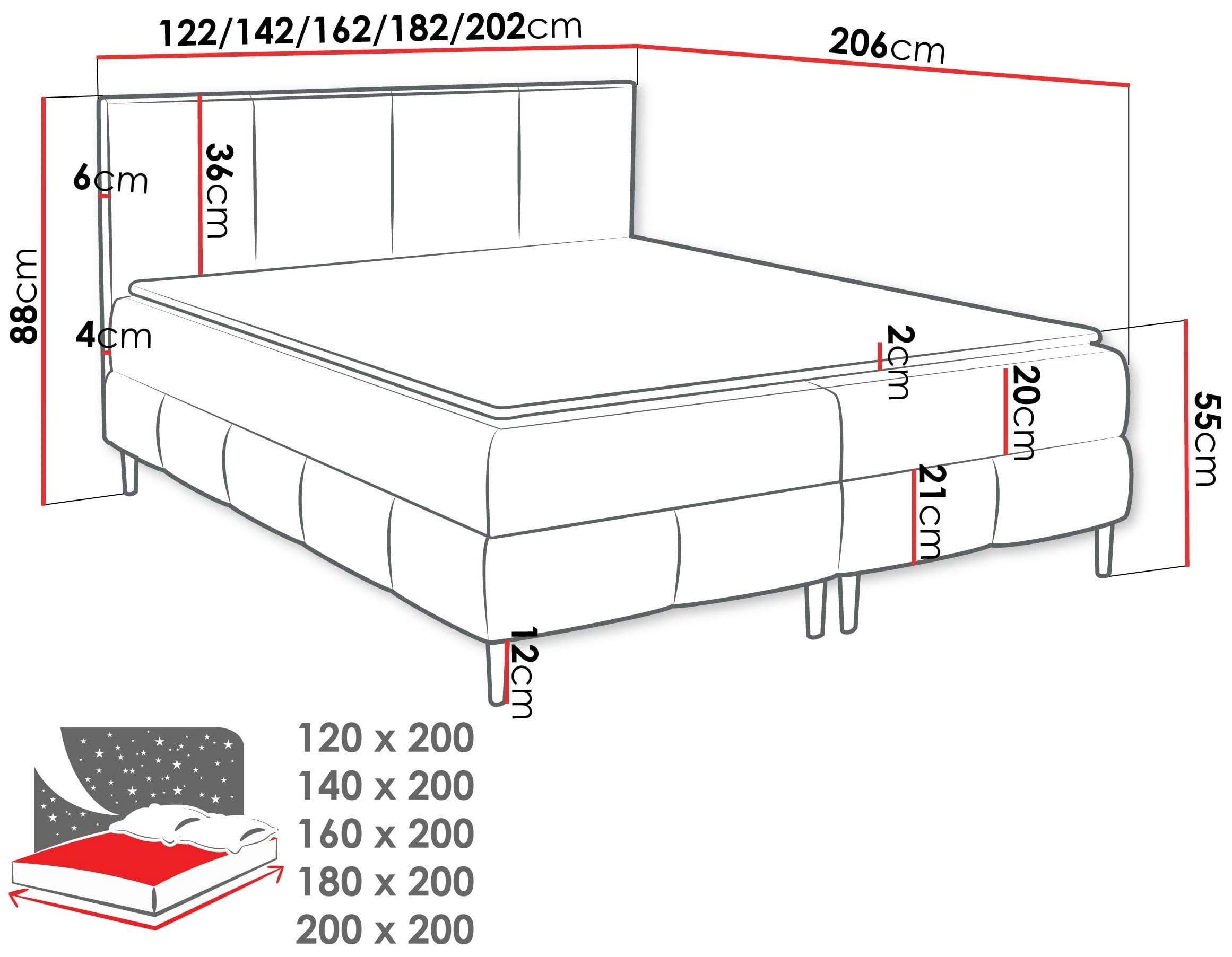 Επενδυμένο κρεβάτι Box Best II-Galazio-120 x 200 - Image 3