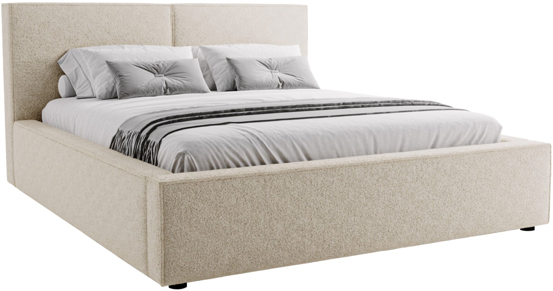 Επενδυμένο κρεβάτι Santos-Beige-140 x 200