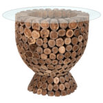 ΤΡΑΠΕΖΙ BAR ΣΤΡΟΓΓΥΛΟ FB99806 KOMMATIA ΞΥΛΟΥ TEAK Φ120x104Υ εκ.