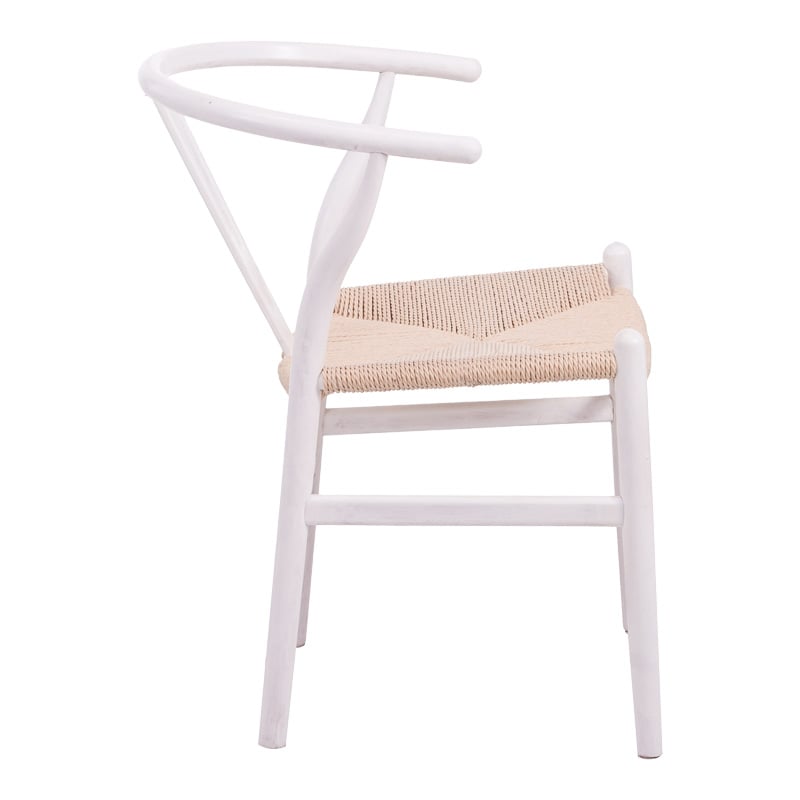 Καρέκλα Wishbone pakoworld rubberwood-σχοινί σε λευκή απόχρωση 53.5x57x74εκ - Image 2