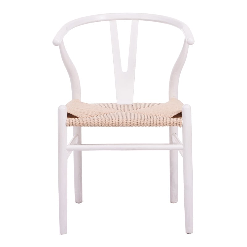 Καρέκλα Wishbone pakoworld rubberwood-σχοινί σε λευκή απόχρωση 53.5x57x74εκ - Image 3