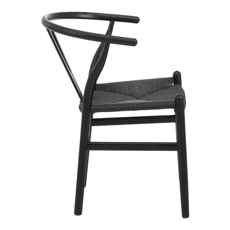 Καρέκλα Wishbone pakoworld rubberwood-σχοινί σε μαύρη απόχρωση 53.5x57x74εκ