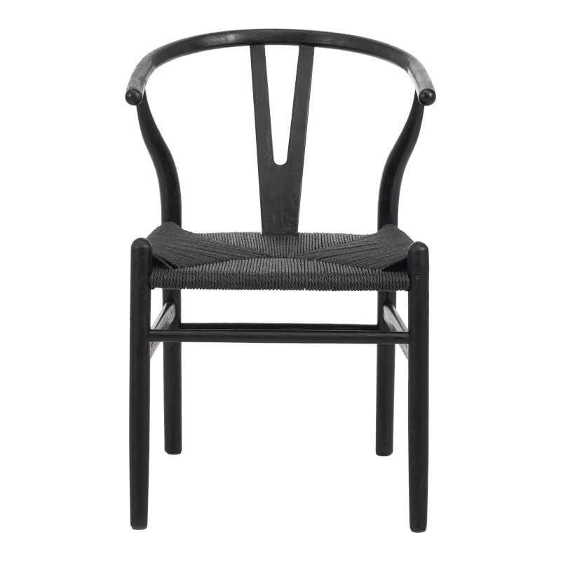Καρέκλα Wishbone pakoworld rubberwood-σχοινί σε μαύρη απόχρωση 53.5x57x74εκ - Image 2