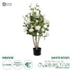 GloboStar® Artificial Garden WHITE ROSES 21069 Τεχνητό Διακοσμητικό Δέντρο Τριανταφυλλιά Μ50 x Π50 x Υ90cm