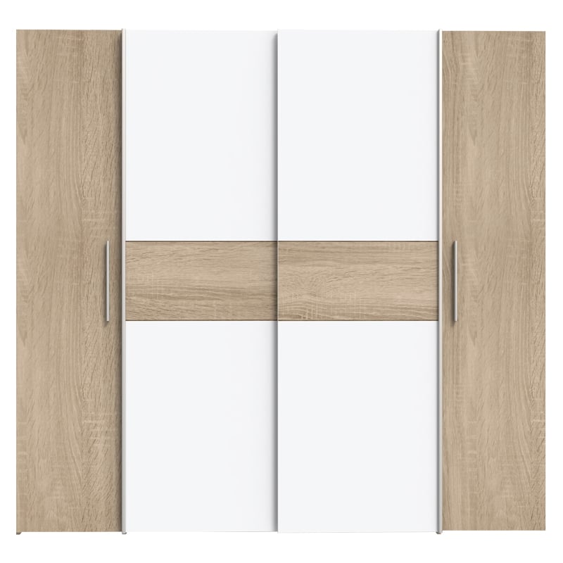 Ντουλάπα ρούχων Closet pakoworld τετράφυλλη sonoma oak-λευκό μελαμίνης 200x61.5x190.5εκ - Image 3