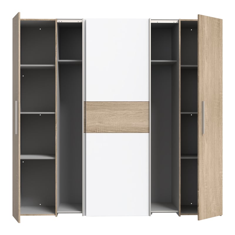 Ντουλάπα ρούχων Closet pakoworld τετράφυλλη sonoma oak-λευκό μελαμίνης 200x61.5x190.5εκ - Image 4