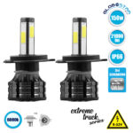 GloboStar® 82042 H4 K9 Line KIT Βασικού Φωτισμού Αυτοκινήτου & Φορτηγού 3rd Generation Can-Bus Series LED CREE CXB COB 75W/150W 10500lm/21000lm DC 9-32V Αδιάβροχο IP66 Ψυχρό Λευκό 6000K