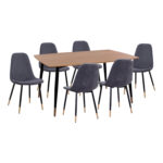 ΣΕΤ ΤΡΑΠΕΖΑΡΙΑΣ 7ΤΜΧ FB911197.01 MDF TOP-ΒΕΛΟΥΔΟ ΓΚΡΙ & ΜΕΤΑΛΛΟ ΜΑΥΡΟ