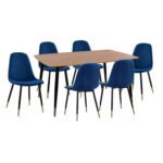 ΣΕΤ ΤΡΑΠΕΖΑΡΙΑΣ 7ΤΜΧ FB911197.08 MDF TOP-ΒΕΛΟΥΔΟ ΜΠΛΕ & ΜΕΤΑΛΛΟ ΜΑΥΡΟ
