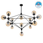 GLOBOSTAR® SENTINEL 01637 Μοντέρνο Φωτιστικό Οροφής με Ντουί 15 x E27 AC 220-240V IP20 - Μαύρο & Μελί - Μ150 x Π150 x Υ115cm