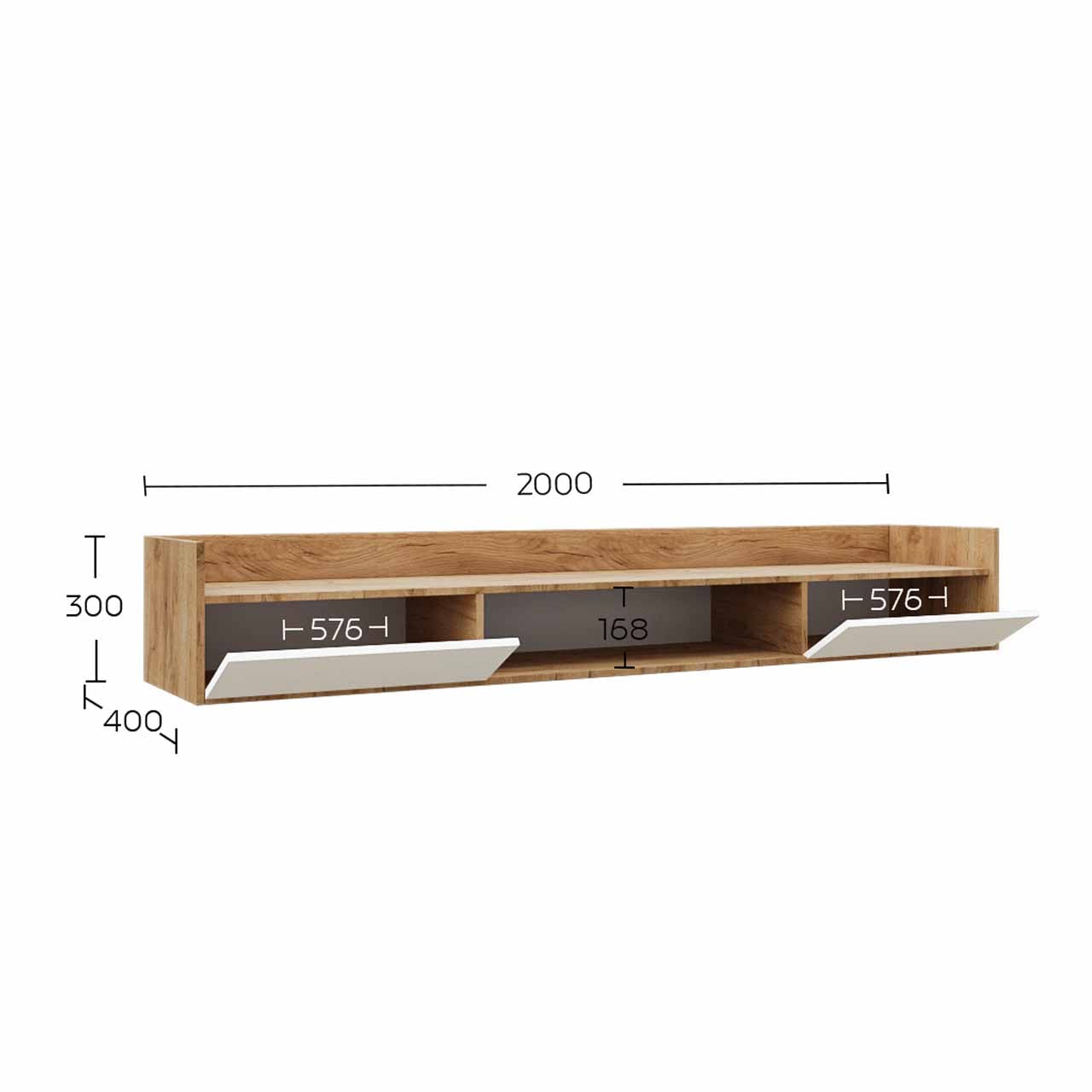 Έπιπλο TV Callisto Χρυσό Δρυς-Λευκό 200x40x30cm - Image 2