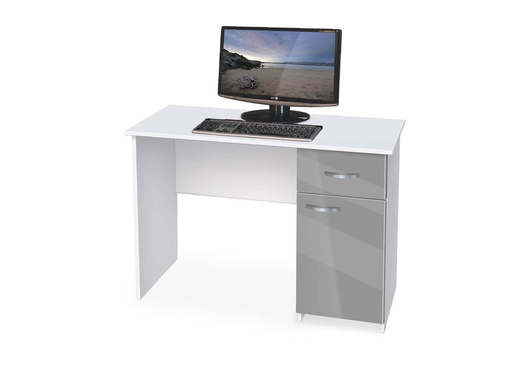 Γραφείο υπολογιστή, Buro 3 Γκρι γυαλιστερό, 110/59/75 εκ., Genomax