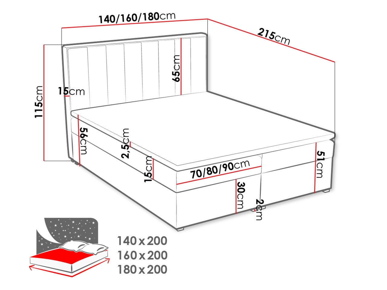 Επενδυμένο κρεβάτι ideal Box - Image 3