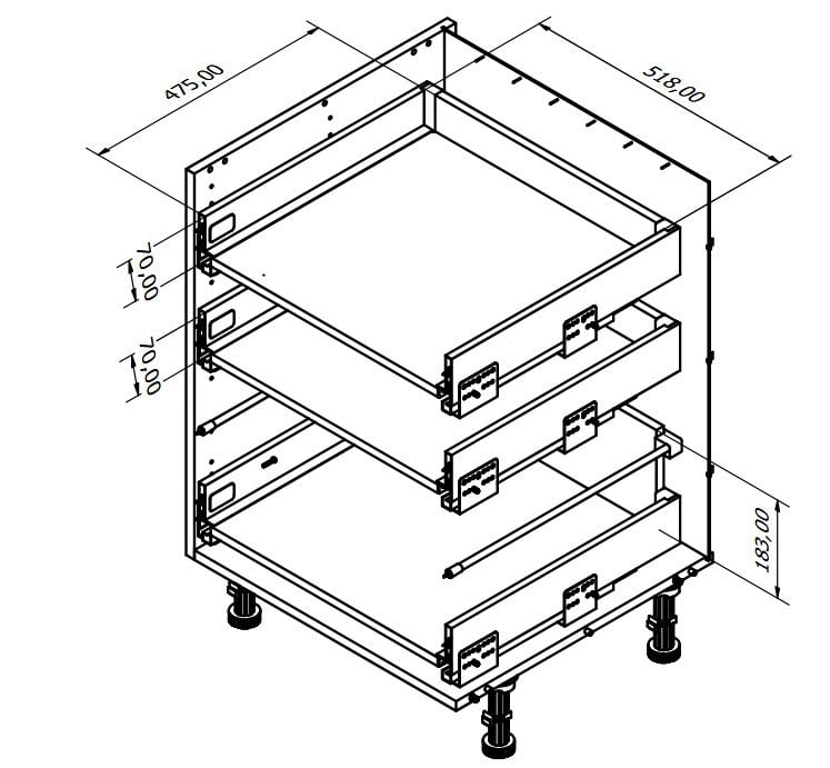 Επιδαπέδιο ντουλάπι Raval R-60-3MBOX - Image 3